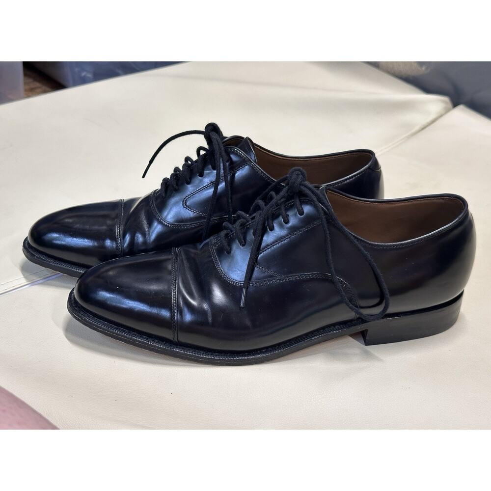 Johnston & Murphy Oxfords Cap Toe 12 D Black Leather Melton Dress Shoes